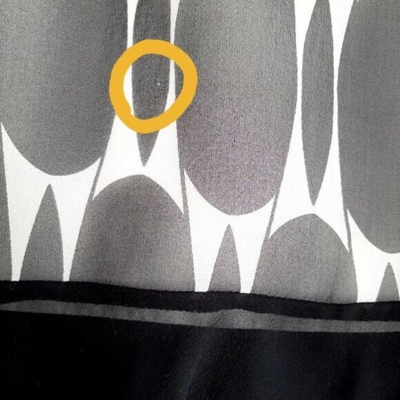 SILKLAND / 100% Silk Knee Length Bottom Ruffle Layered Skirt B&W Sz S / 6 Flawed - Picture 11 of 12